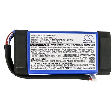 10000mAh Replacement Battery GSP0931134 01 For JBL Boombox Bluetooth Speaker - 7.4V, 74Wh