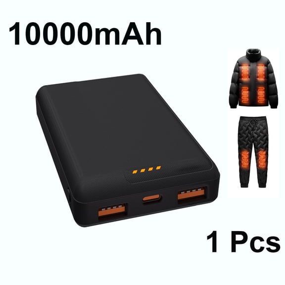 10000mAh Heated Jacket Battery Pack, 38.5Wh Power Bank Dual USB-A & USB-C 5V 3A Output,1 Pack