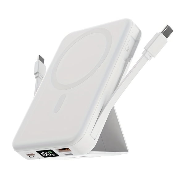 10000mAh Magnetic Fast Charging Power Bank With Digital Screen, Built-in 2 Charging Cables, USB Portable Mobile Phone Power Bank Can Charge 5 Devices At The Same Time, With Bracket, Compatible iphone
