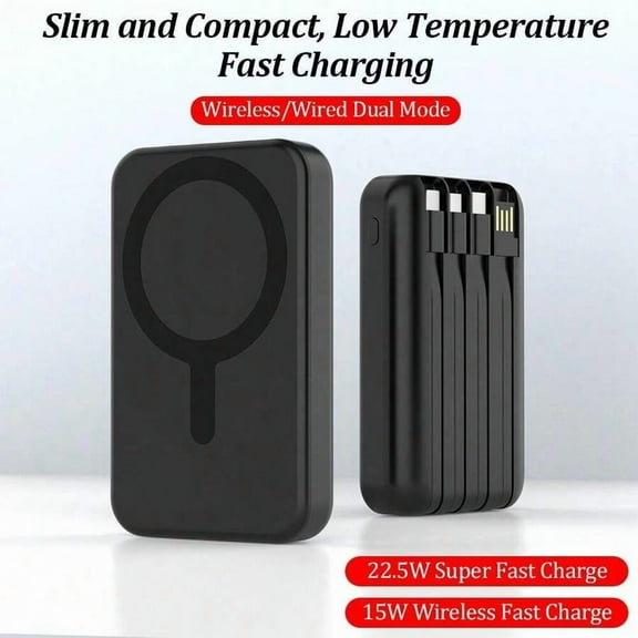 10000mAh Magnetic Portable Charger With USB C Cable 20W PD Fast Charging, Slim & Lightweight Wireless Power Bank Compatible With IPhone 16/15/14/13/12 Series Suitable For Summer Holiday Outdoor
