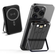 10000mAh Magnetic Power Bank w/ Stand- 3 Cables & Wireless Charging