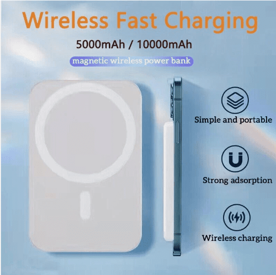 10000mAh Magnetic Wireless Power Bank – Portable Battery Pack Fast Charger for Smartphones