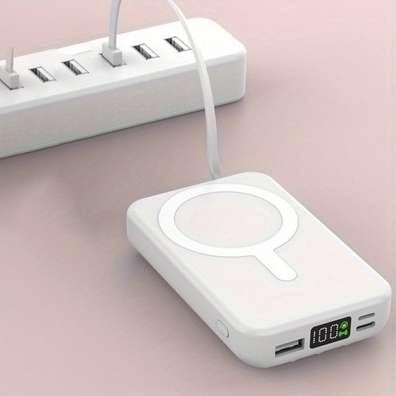 10000mAh Magnetic Wireless Power Bank Portable Charger with LED Digital Display, 22.5W PD Fast Charging with 4 Built in Cables Battery Pack Travel Essentials for iPhone 17/16/15/14/13 Pro/Pro Max Ser