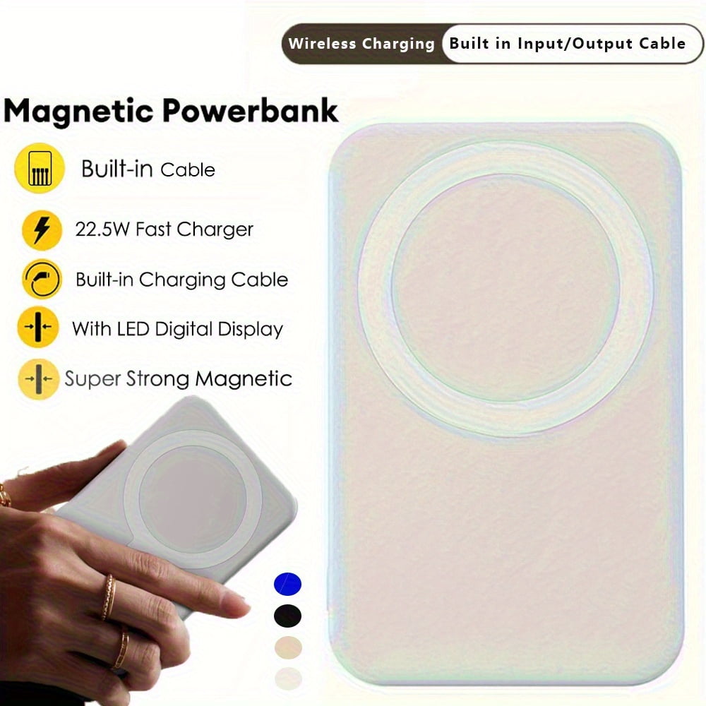 10000mAh Magnetic Wireless Power Bank Portable Charger with LED Digital ...