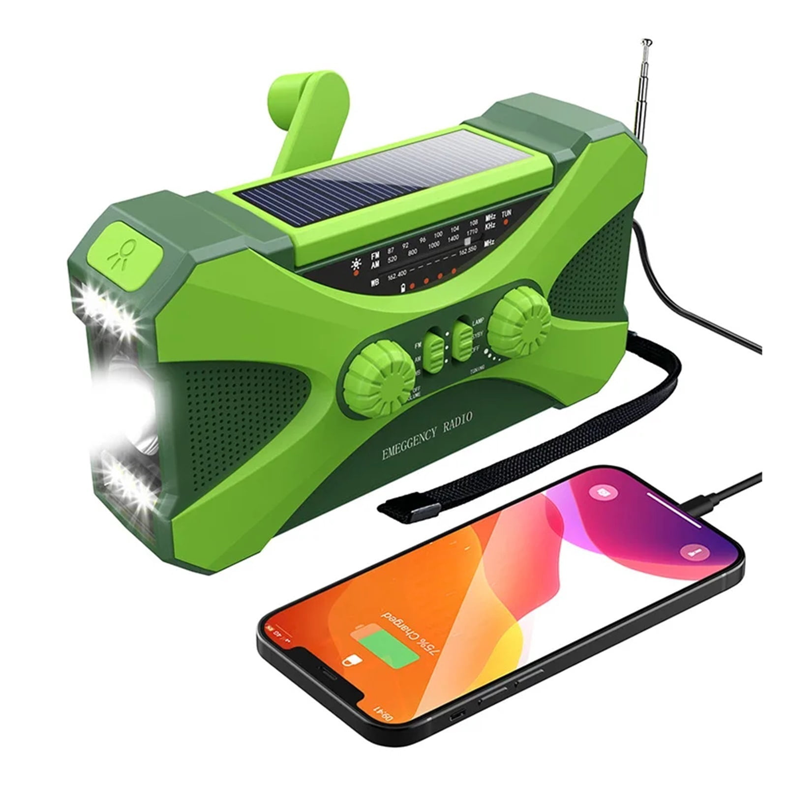 10000mAh Multifunctional Radio Hand Crank Solar USB Charging FM AM WB NOAA Weather Radio Emergency LED Flashlight Torch Power ,Listen Anytime, Anywhere