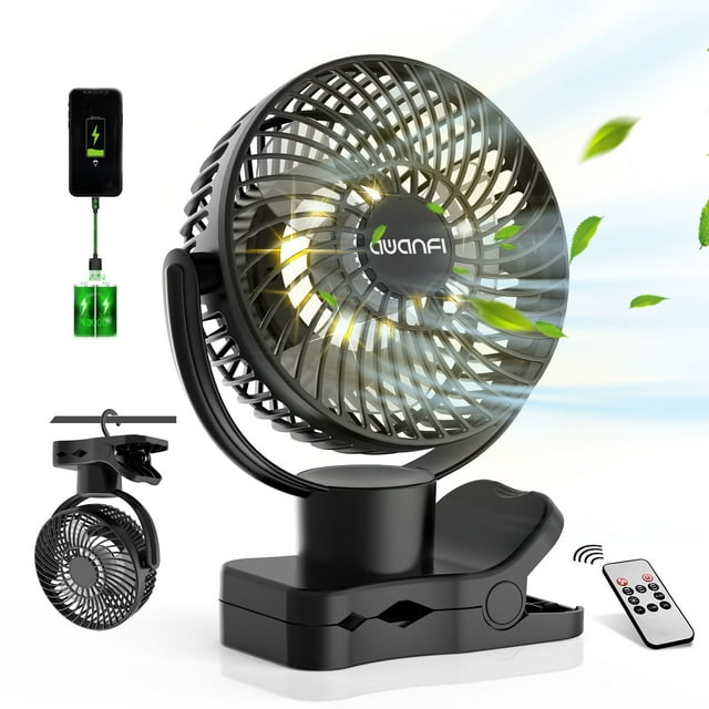 AWANFI 10000mAh Rechargeable Outdoor USB Tent Fan with Remote, LED