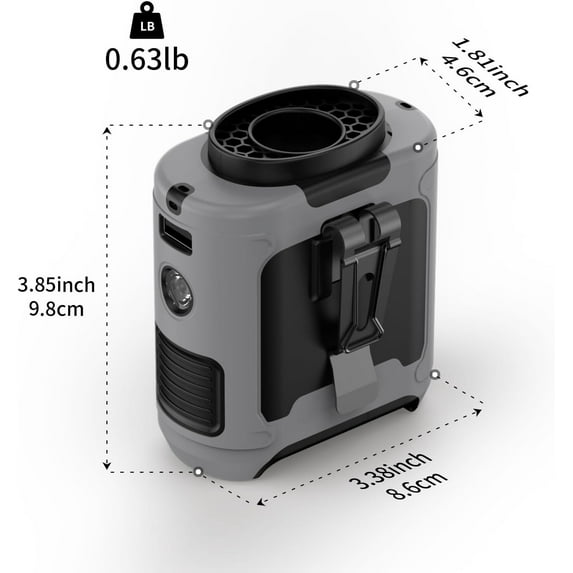 10000mAh Portable Waist Fan with 5 Speeds & Flashlight for Outdoor Camping Travel