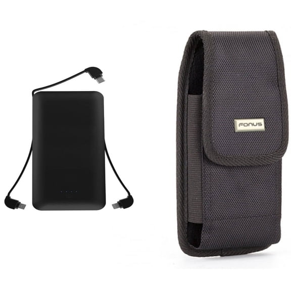 10000mAh Power Bank & Case Belt Clip for iPhone 15 Pro - Charger Backup Battery Portable USB Port and Swivel Holster Rugged Cover X3O for iPhone 15 Pro (6.1")