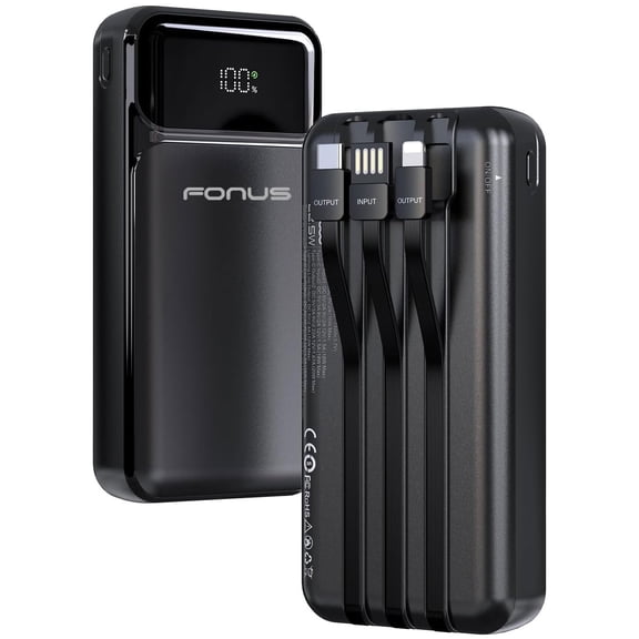10000mAh Power Bank for Consumer Cellular Verve Snap/Connect - 22.5W PD Fast Charge Backup Battery Portable Charger Built-in Cable LED Display 1-Port USB for Consumer Cellular Verve Snap/Connect