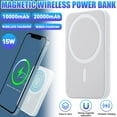 thumbnail image 1 of 10000mAh Power Bank - Safe Magnetic Wireless Portable Charger, 15W Fast Charging Battery Pack Charger Compatible with iPhone 14/13/12 Series, White, 1 of 12