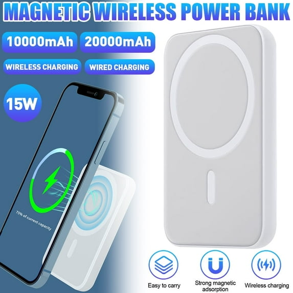 10000mAh Power Bank - Safe Magnetic Wireless Portable Charger, 15W Fast Charging Battery Pack Charger Compatible with iPhone 14/13/12 Series, White