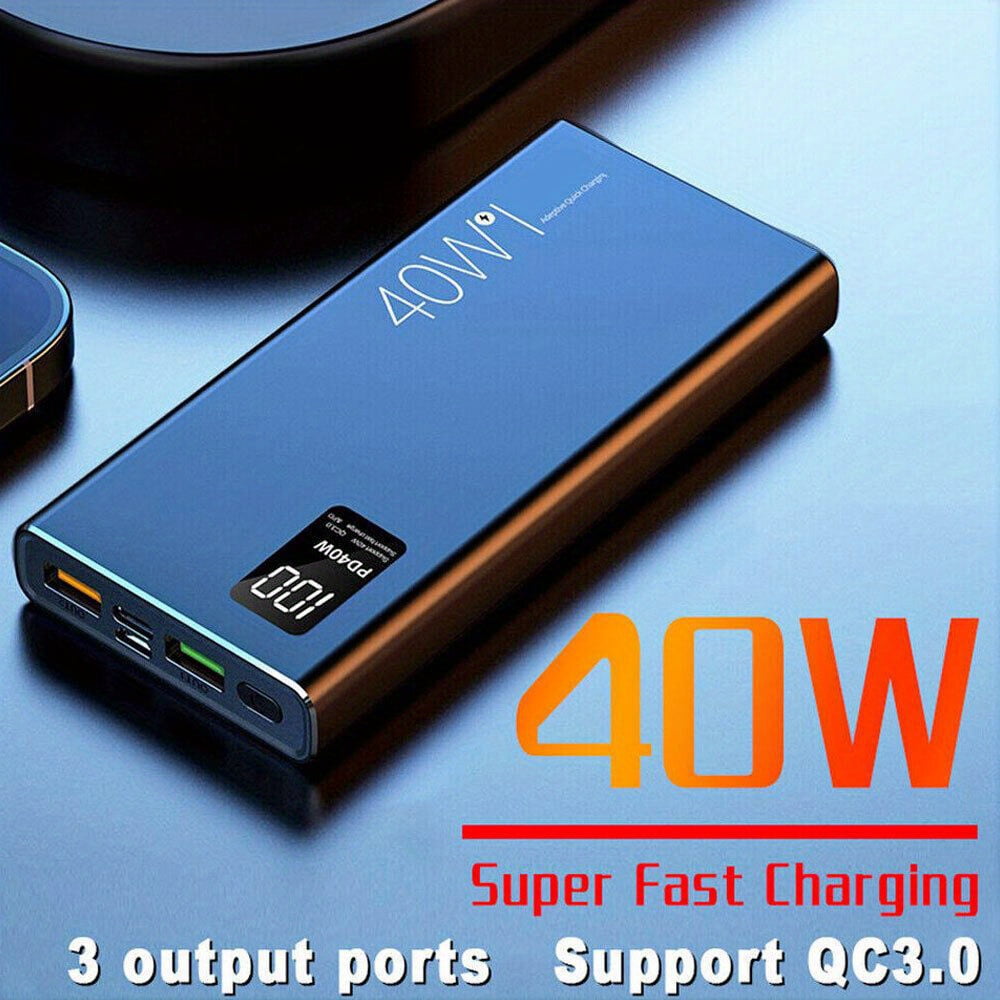 10000mAh Power Bank Super Fast Charger Portable Charger Digital Display External Battery Pack With Type-C & Dual USB Ports For All Cell Phone And Electronic Devices Compatible With IPhone, Samsung