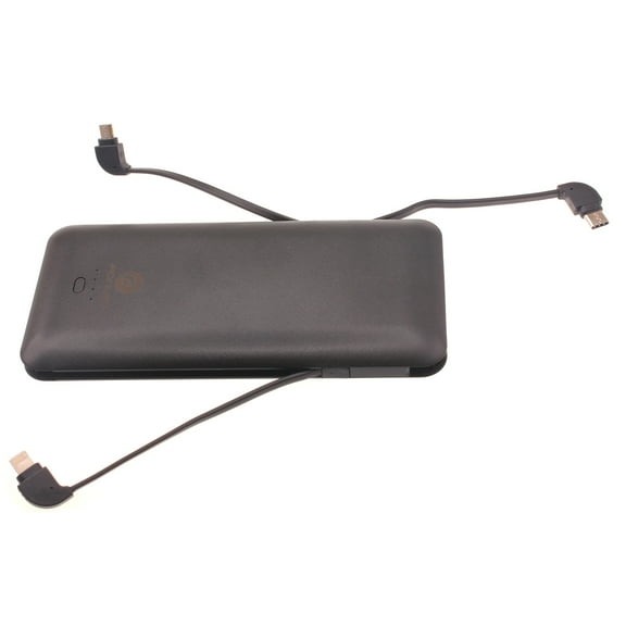 10000mAh Power Bank for iPhone 11/12/13/14/15/Pro/Max/Plus/Mini/XR/XS/SE Models - Backup Portable Battery Charger USB Port Built-in Cables AC Plug