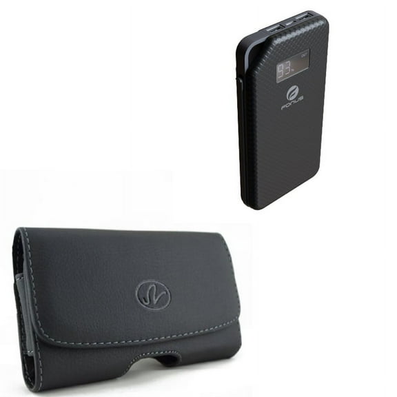 10000mAh Power Bank w Leather Case Belt Clip for Google Pixel 4 XL/5a 5G/4a 5G Phones - Charger Portable, Swivel Holster J4N Compatible With Pixel 4 XL/5a 5G/4a 5G Models