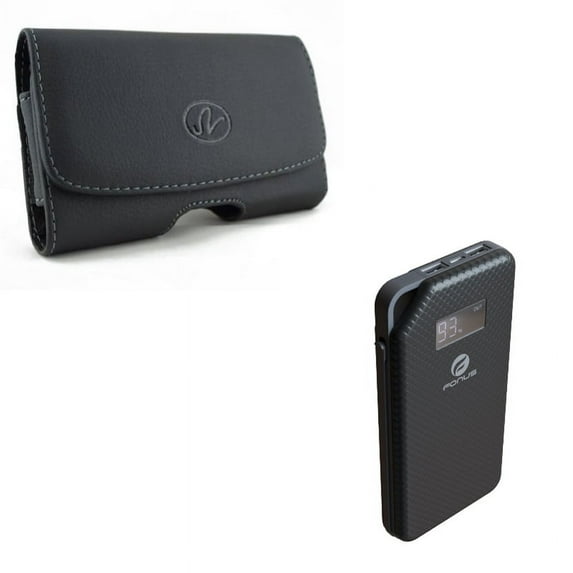 10000mAh Power Bank w Leather Case Belt Clip for Samsung Galaxy A52 5G - Charger Portable Backup, Swivel Holster Loops G9A Compatible With Galaxy A52 5G