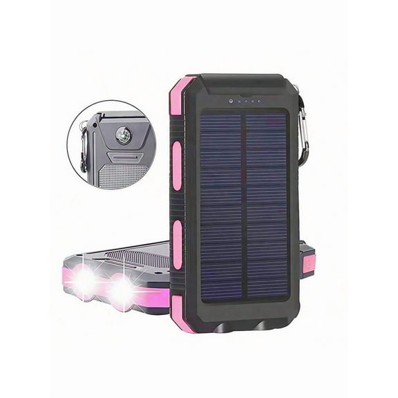 10000mAh Solar Power Bank 5V2A Fast Charger, Ultra-Bright LED Flashlight, Dual USB Portable Phone Charger for Outdoor Travel