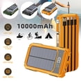 thumbnail image 1 of 10000mAh Solar Power Bank, DFITO 4 Cable Portable Charger with Red Laser for Cellphone, Orange, 1 of 6