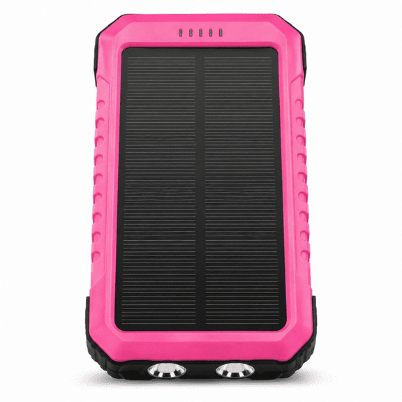 10000mAh Rugged Solar Power Bank with Dual Usb Charging Ports, Dual LED Flashlights and Built-in Compass for Camping and Emergency Use