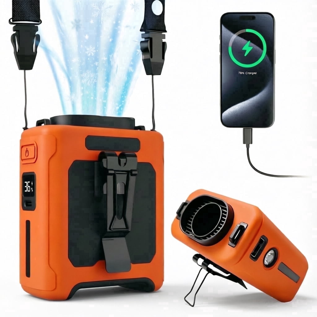 MIMIRGB Portable Waist Fan, Rechargeable 10000mAh Belt Clip Personal ...