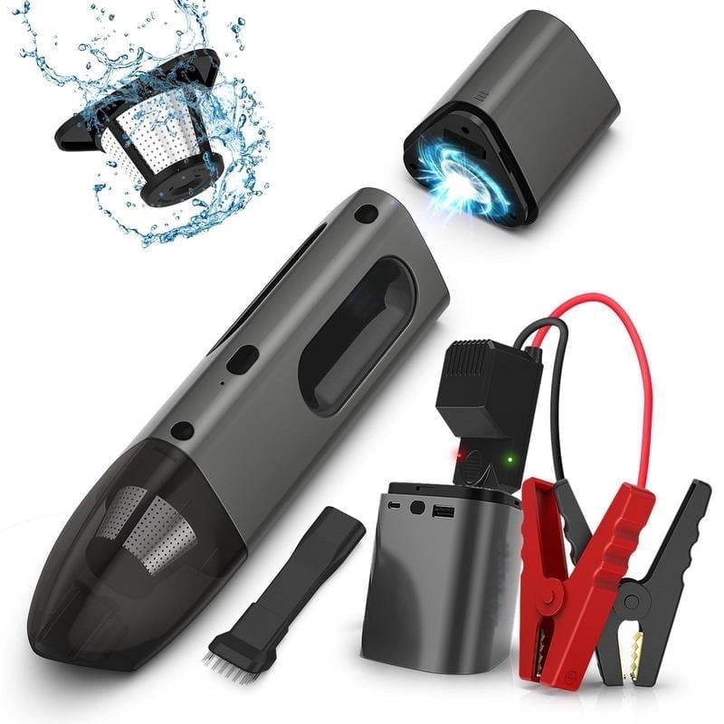 8000mAh battery capacity mobile power bank, can be used as a car starter and vacuum cleaner, dual filtration system, 5000Pa suction power, three-in-one function, ideal holiday gift choice power bank