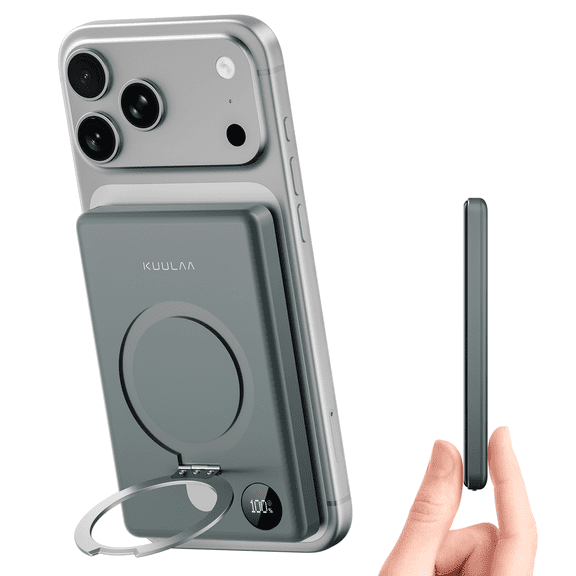 Kuulaa 10000mAh Magnetic Power Bank, 20W PD Fast Charging with Ring Stand & LED Display Compatible for iPhone 17/16/15/14/13/12