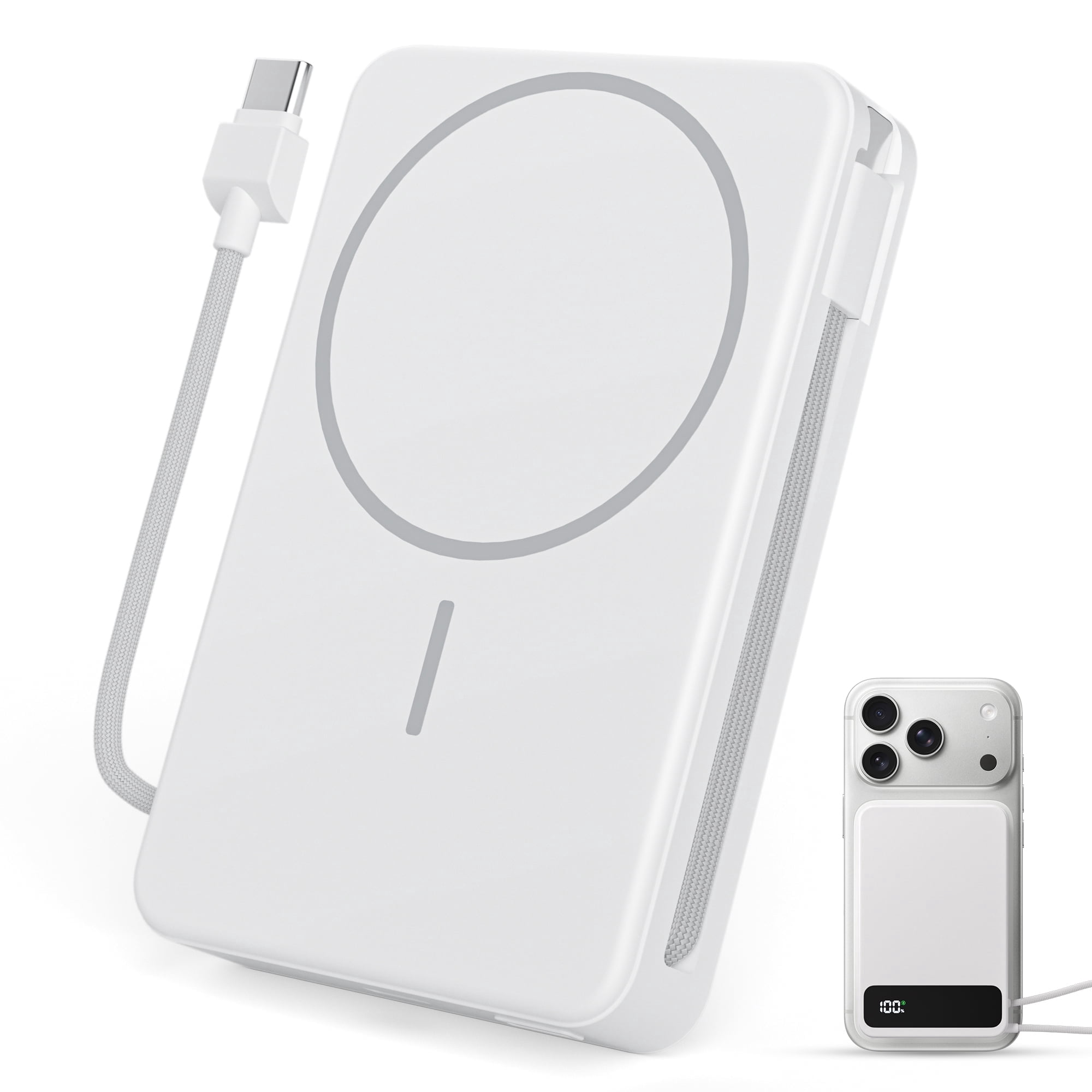 10,000mAh Magnetic Wireless Power Bank Compatible with Mag-Safe, 15W Fast Charging Portable Charger with USB-C 22.5W PD Input/Output - for iPhone 17/16/15/14/13/12 Series, AirPods