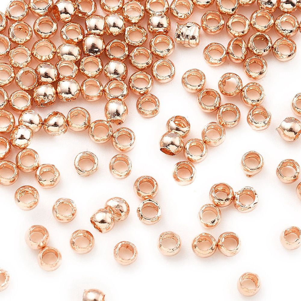 10000pcs Brass Crimp Beads Rose golden 2x1.5mm Hole: 1mm