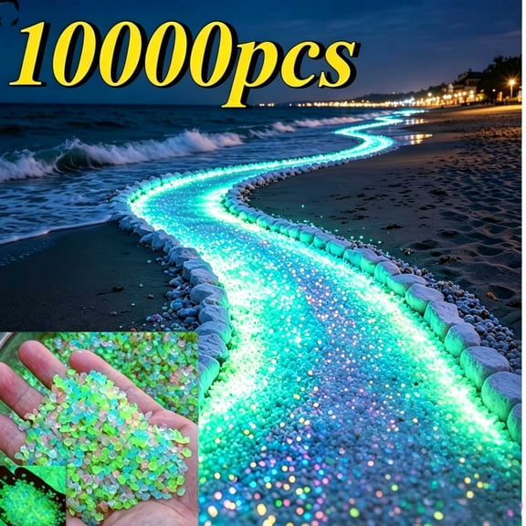 10000pcs Diamond Shaped Luminous Stone Glow Rocks Small Luminous Pebbles for Fish Tank Aquarium Bonsai Indoor & Outdoor Yard