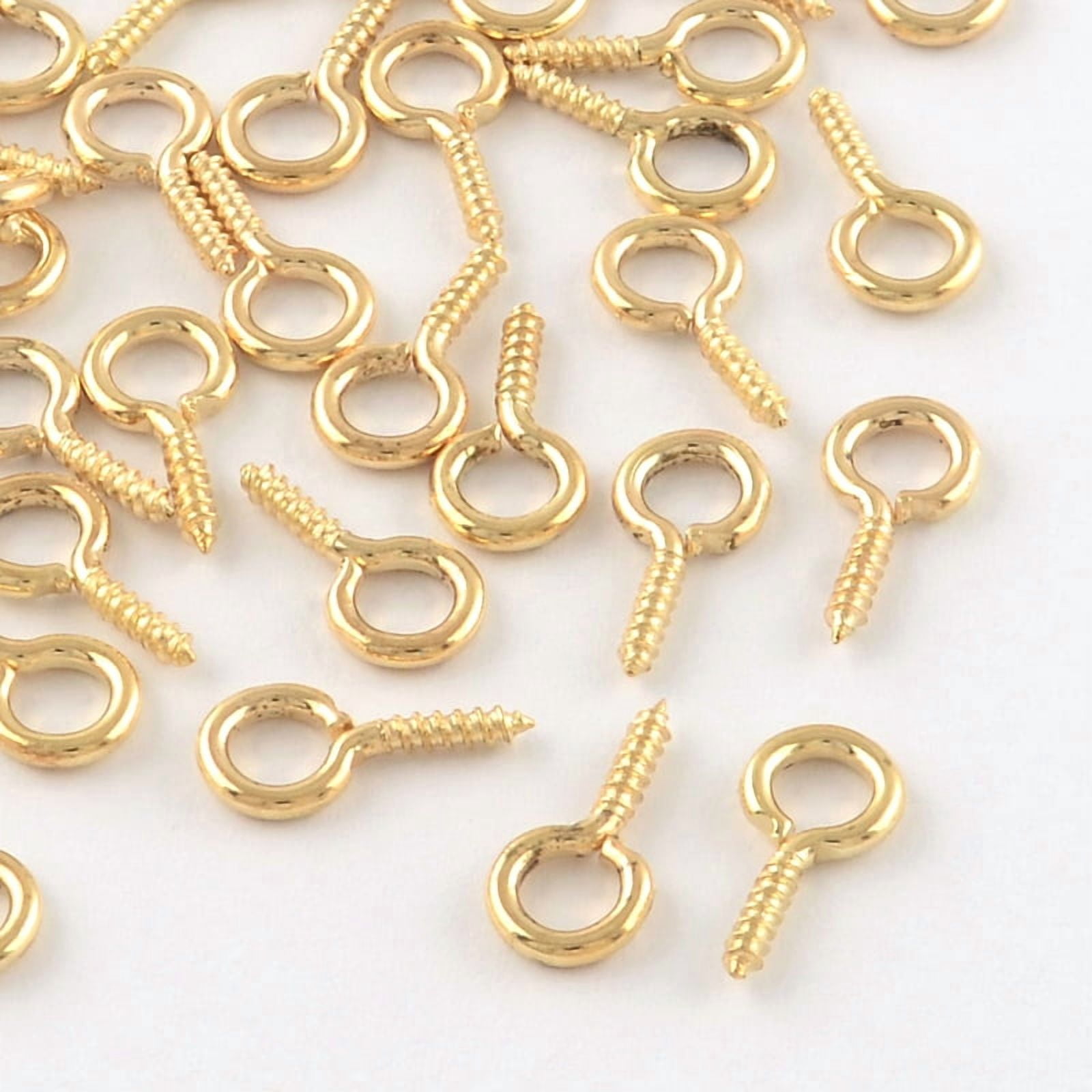 10000pcs Iron Screw Eye Pin Peg Bails For Half Drilled Beads Light golden 13x6.5x1.5mm Hole: 4mm Pin: 1.5mm
