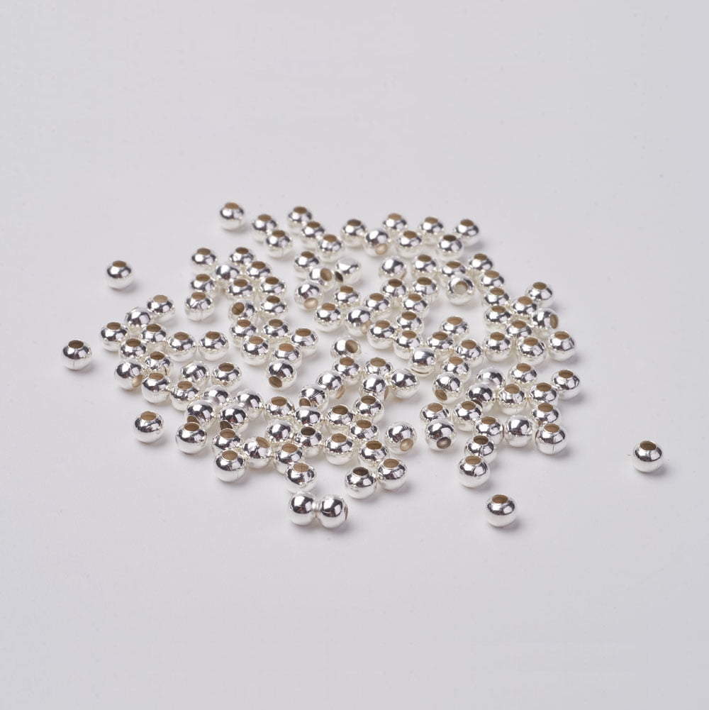 10000pcs Iron Spacer Beads Lead Free Round Silver 3.2mm Hole: 1mm
