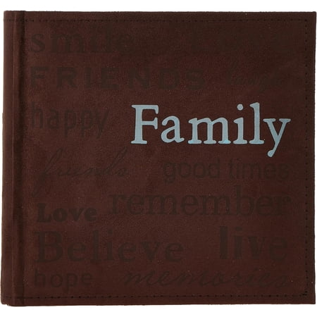 10004163 TXT-200BN Family Text Design Sewn Faux Suede Cover Album, Multicolor