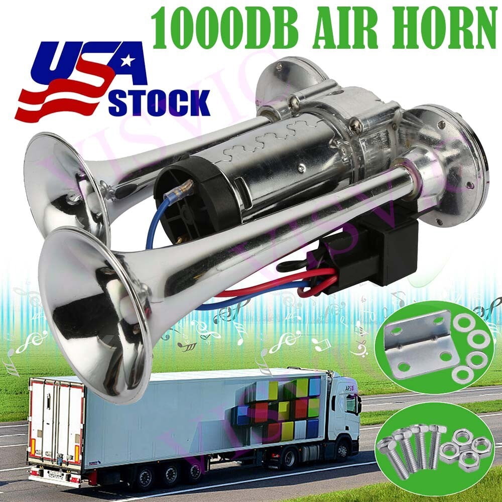 1000DB 12V Electric Trains Horns Air Train Horn Kit for Truck Car Super Loud US