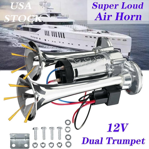 1000DB 12V Electric Trains Horns Air Train Horn Kit for Truck Car Super Loud