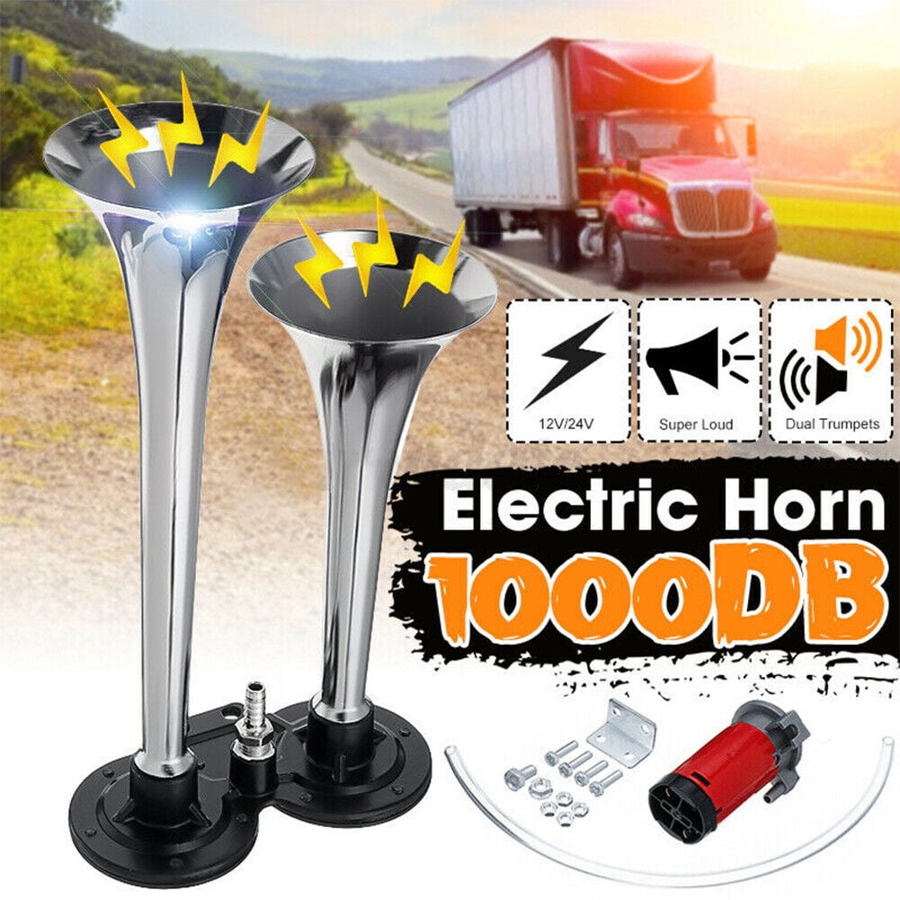 1000DB Loud Dual Trumpet Air Horn Compressor 12V for Car Truck Train Boat