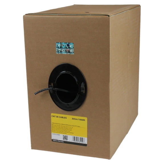1000FT CAT5E RISER CABLE BLACK CMR-RATED ETHERNET CABLE BULK