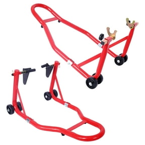 1000LB Motorcycle Lift Stand Set - Front & Rear Wheel Paddock Stands for Sport Bikes, Adjustable Red/Black Steel Stands for Yamaha, Honda, BMW