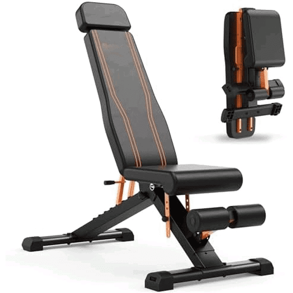 1000LBS Adjustable Lifting Weight Bench, Foldable Workout Bench Press with 36" Extended Backrest for Home Gym Strength Training, Flat Incline Decline Benches with 80x40MM Steel for Full Body Exercise