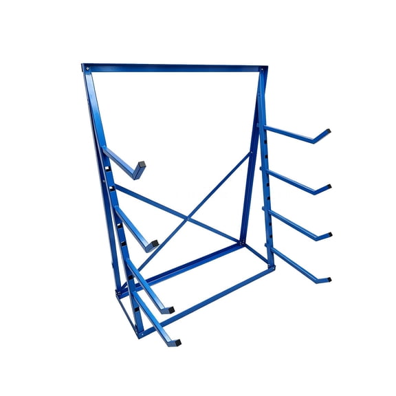 1000LBS Adjustable Mounting Spacing Heavy Duty Cantilever Rack, 4 Tier Steel Storage Rack with Free Standing Design, Horizontal Shelving Unit for Garage Metalworking Shops
