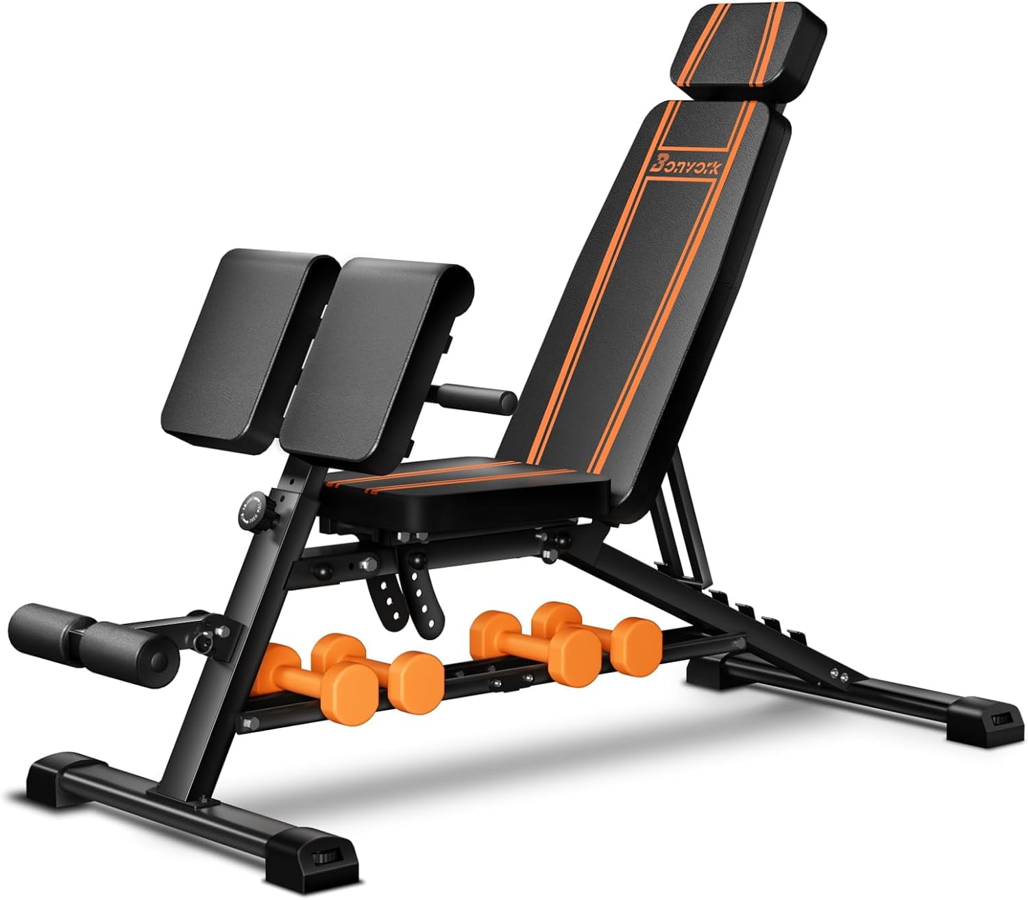 1000LBS Adjustable Weight Bench, Heavy Duty Workout Bench Press with Handle for Home Gym Exercise, Roman Chair Ab for Hyper Back Extension with Handle, Sit Up Flat Incline Decline Bench for Full Body