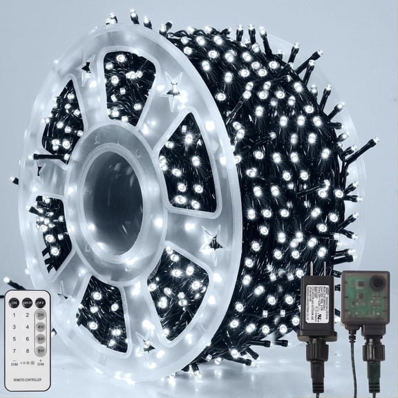1000LED Christmas Lights, Extra Long 328FT Xmas Wire Fairy String Lights Plug in Outdoor, Remote Control & 8 Lighting Modes, for Wedding Party Decorations, White
