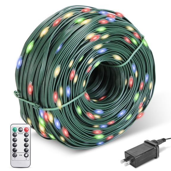 1000LED Christmas String Light  330FT Green Wire Outdoor Decorative Fairy Lighting with 8 Modes Remote Plug, Colorful