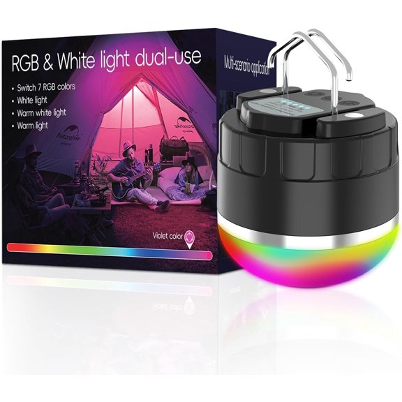 1000LM Camping Lantern Rechargeable, 11 Light Modes with RGB Color Changing Lights, Portable Tent Magnetic Base, Waterproof Emergency Hanging for Hurricane, Home,