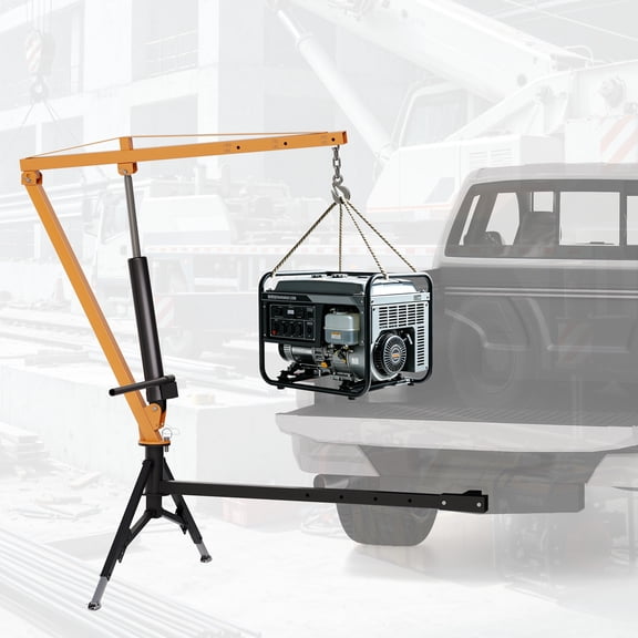 1000Lbs Hydraulic Truck Crane – 360° Swivel Hitch Hoist, 3-Stage Load Control for Farm & Engine Lift