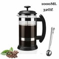 thumbnail image 1 of 1000ML/ 600ML French Press Coffee Maker High Borosilicate Glass House Coffee Brewer Milk Foam Frother Barista Tea Maker, 1 of 8