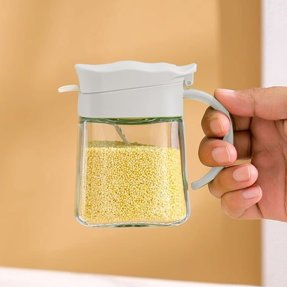 1000ML Glass Spice Jar with Airtight Seal, Clear Seasoning Container for Kitchen Countertop, Leak Proof Powder Bottle for Salt Sugar Pepper Storage