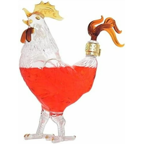 1000ML Rooster Whiskey Decanter Zodiac Animal Wine Decanters Glass Liquor Decanter For Scotch Vodka, Whiskey, Scotch, Rum, Tequila, White, 30*18*8cm
