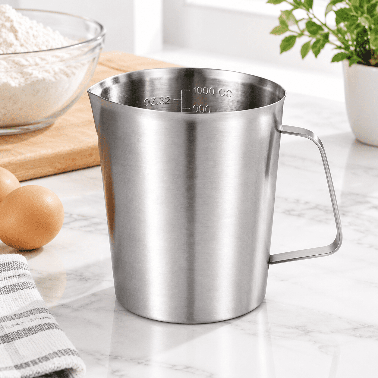 1000ML SUS304 Stainless Steel Pitcher with Handle and Engraved ...