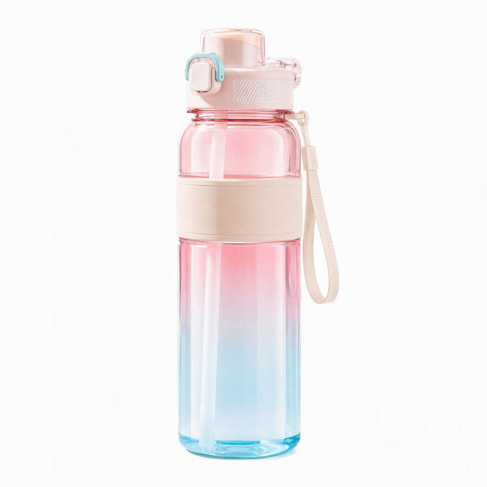 1000ML Sports Water Bottle One-Click Open Lid Gradient Color, Pink ...