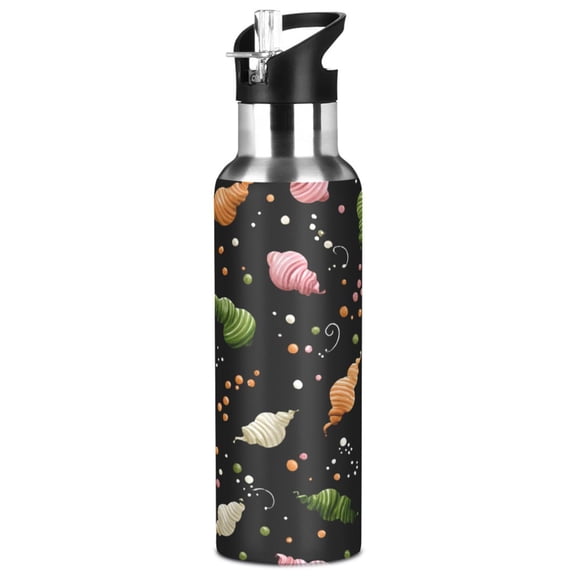 1000ML Transparent Sports Water Bottle with Handle & Straw Portable Water Bottle for Outdoor Camping Gym Colorful Swirl-shaped Candies