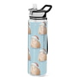thumbnail image 1 of 1000ML Transparent Sports Water Bottle with Handle & Straw Portable Water Bottle for Outdoor Camping Gym Cute Capybara with Santa Hat, 1 of 7